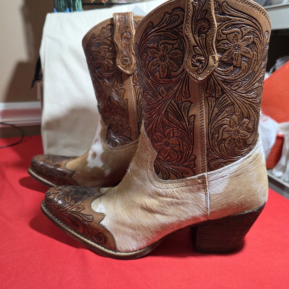MYRA BAG‎ Kelsey Short Cowboy Boots Brown Hair On Hide Size 9 NWT - Picture 7 of 10